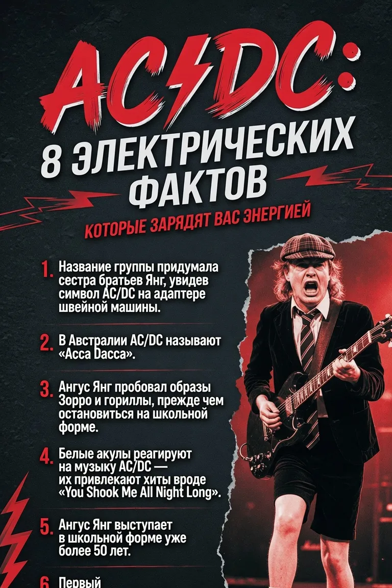 AC/DC: 8 электрических фактов, которые зарядят вас энергией**

1. Название группы придумала сестра б