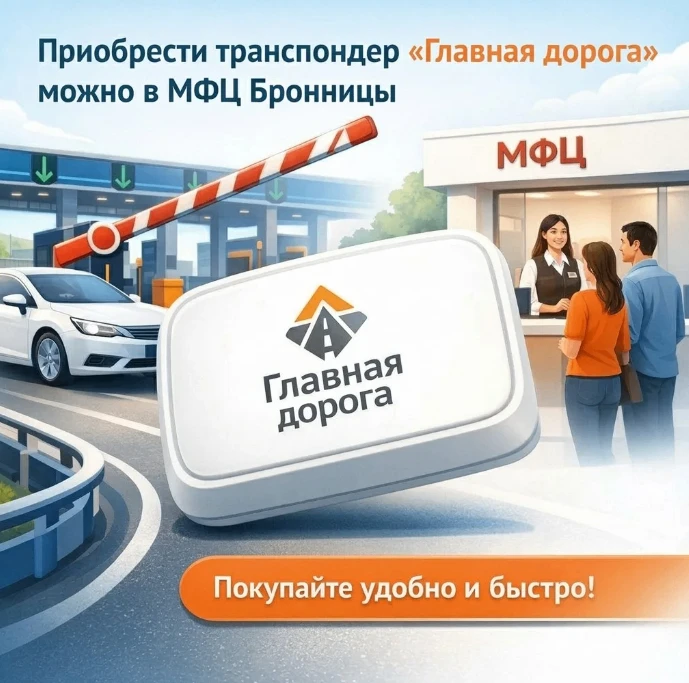 Уважаемые наши подписчики!
В МУ "МФЦ города Бронницы" можно приобрести транспондеры для себя и в под