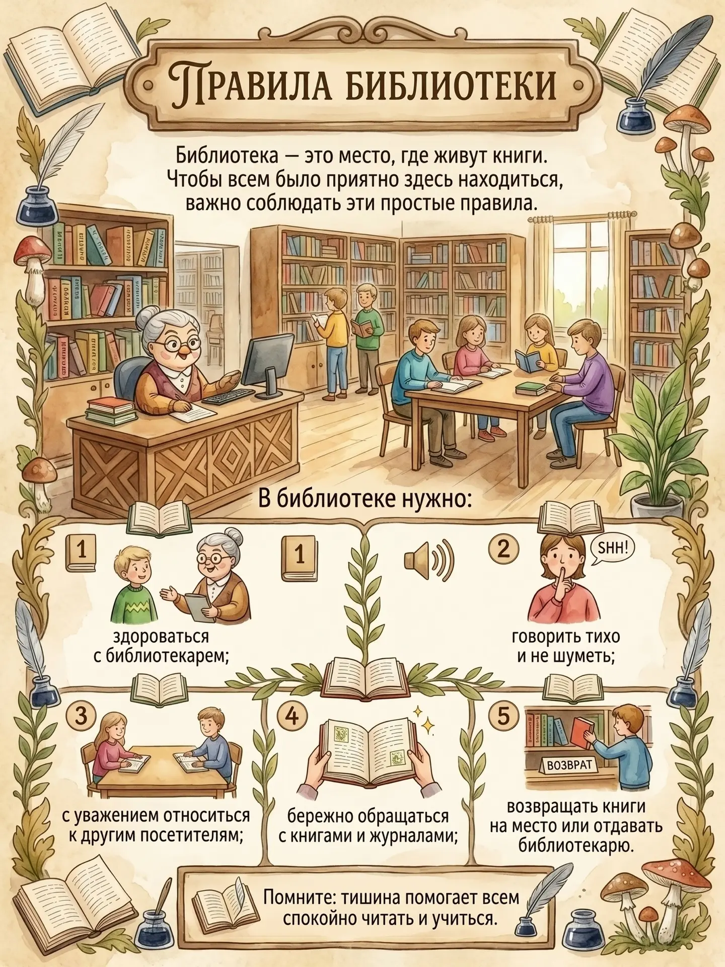 Как правильно вести себя в библиотеке: секреты настоящих книголюбов! 📚🤫