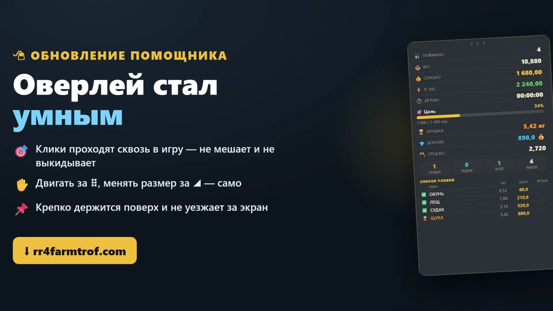 🖱 Оверлей ФармТроф Помощника стал умным!