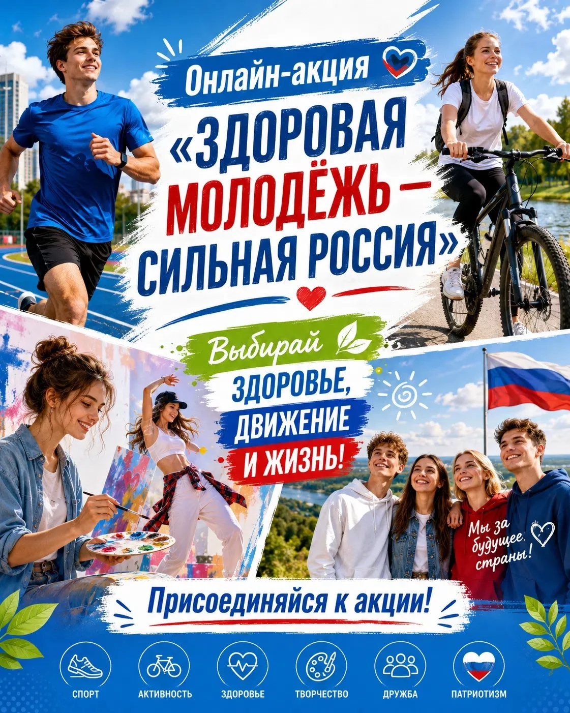 Онлайн-акция «Здоровая молодёжь — сильная Россия»

Здоровым быть модно!
Здоровым быть круто!
Здоровы
