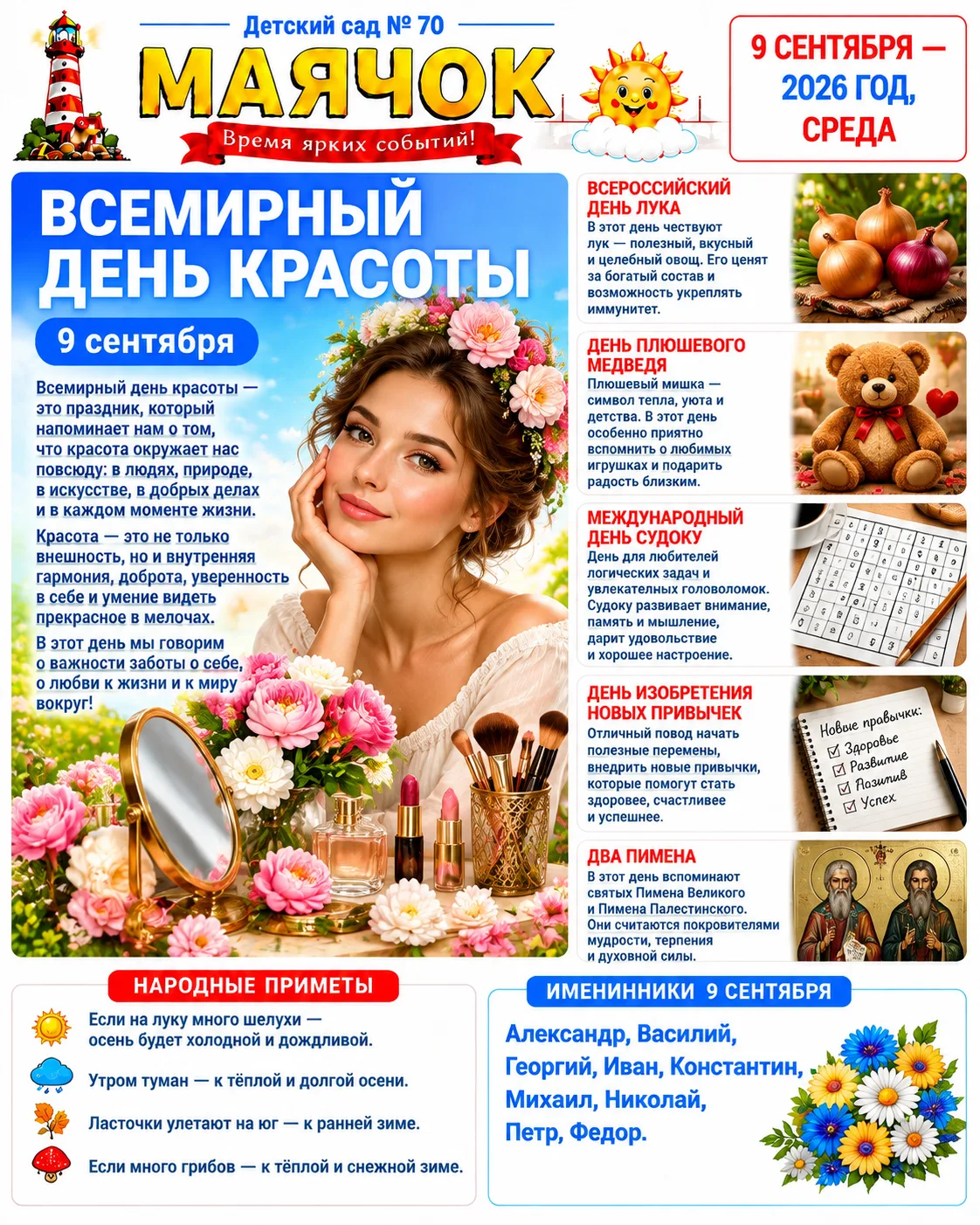 Доброе утро, дорогие подписчики! ☀️ Сегодня среда, 9 сентября 2026 года. Экватор недели...