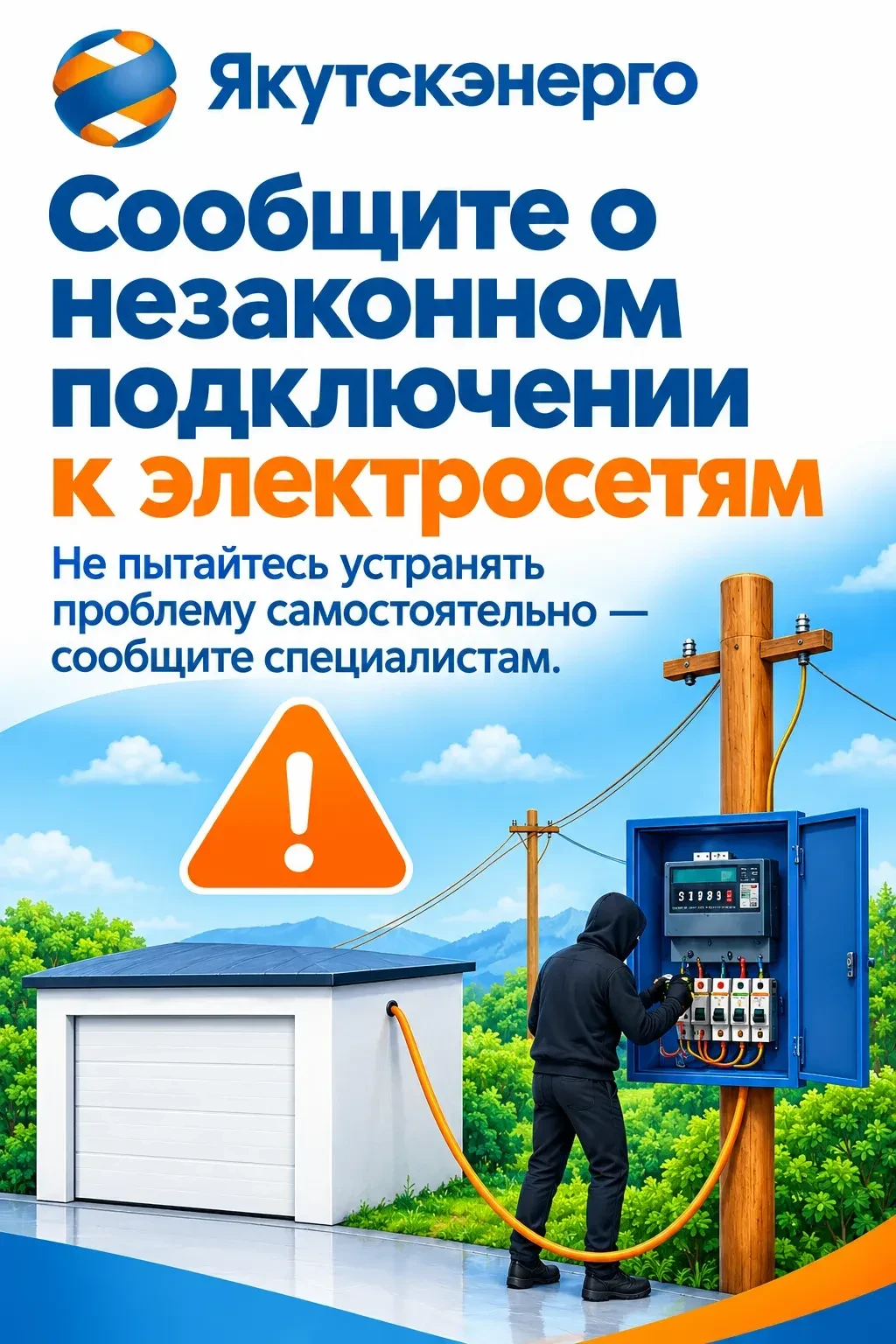 Сообщайте о незаконном подключение к электросетям