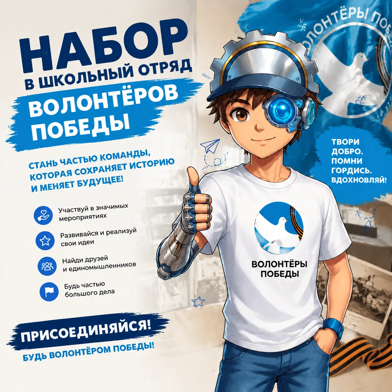 🎉 Открываем набор в школьный волонтёрский отряд «Волонтёры Победы»! 🎉