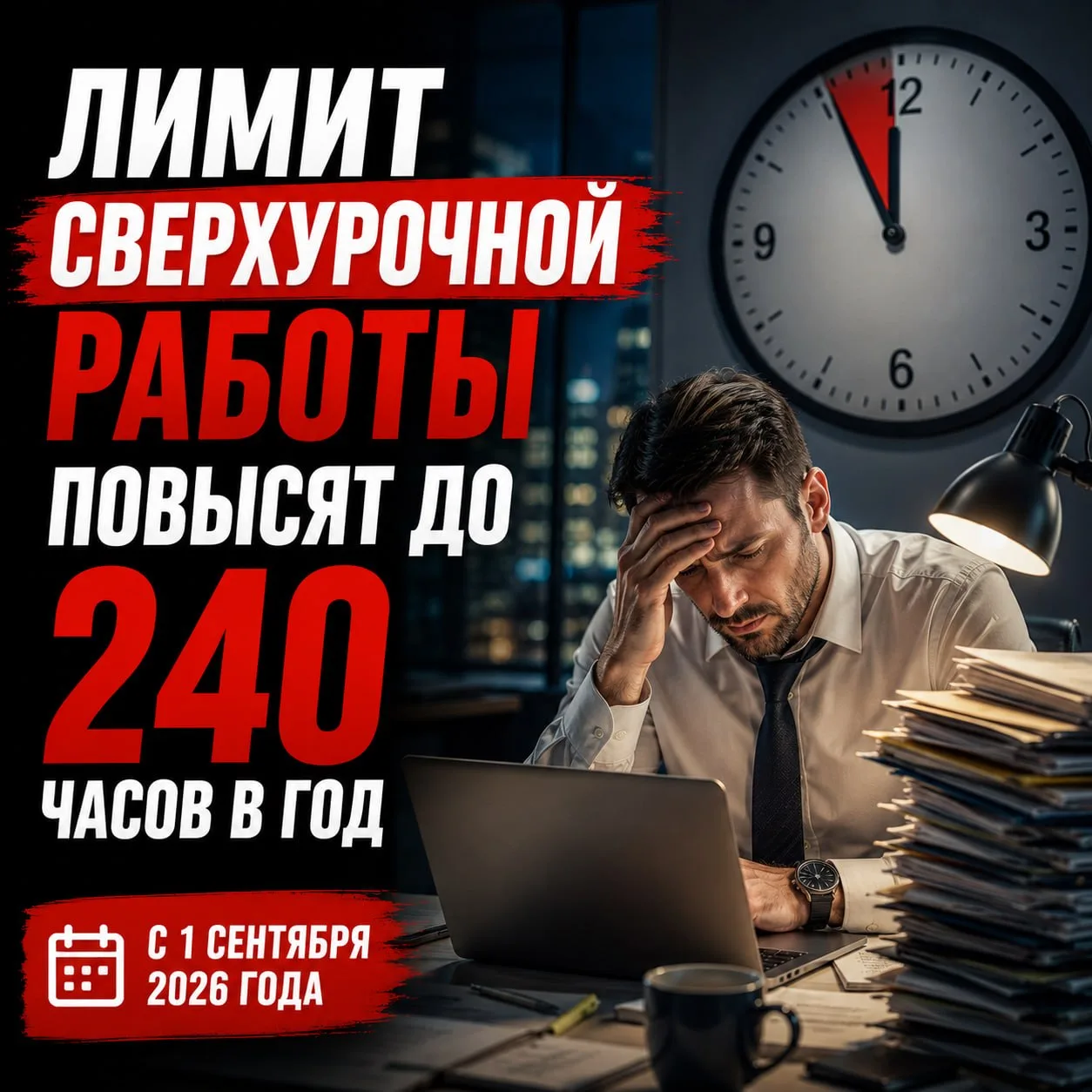 🔥 ЛИМИТ СВЕРХУРОЧНОЙ РАБОТЫ ПОВЫСЯТ ДО 240 ЧАСОВ В ГОД
