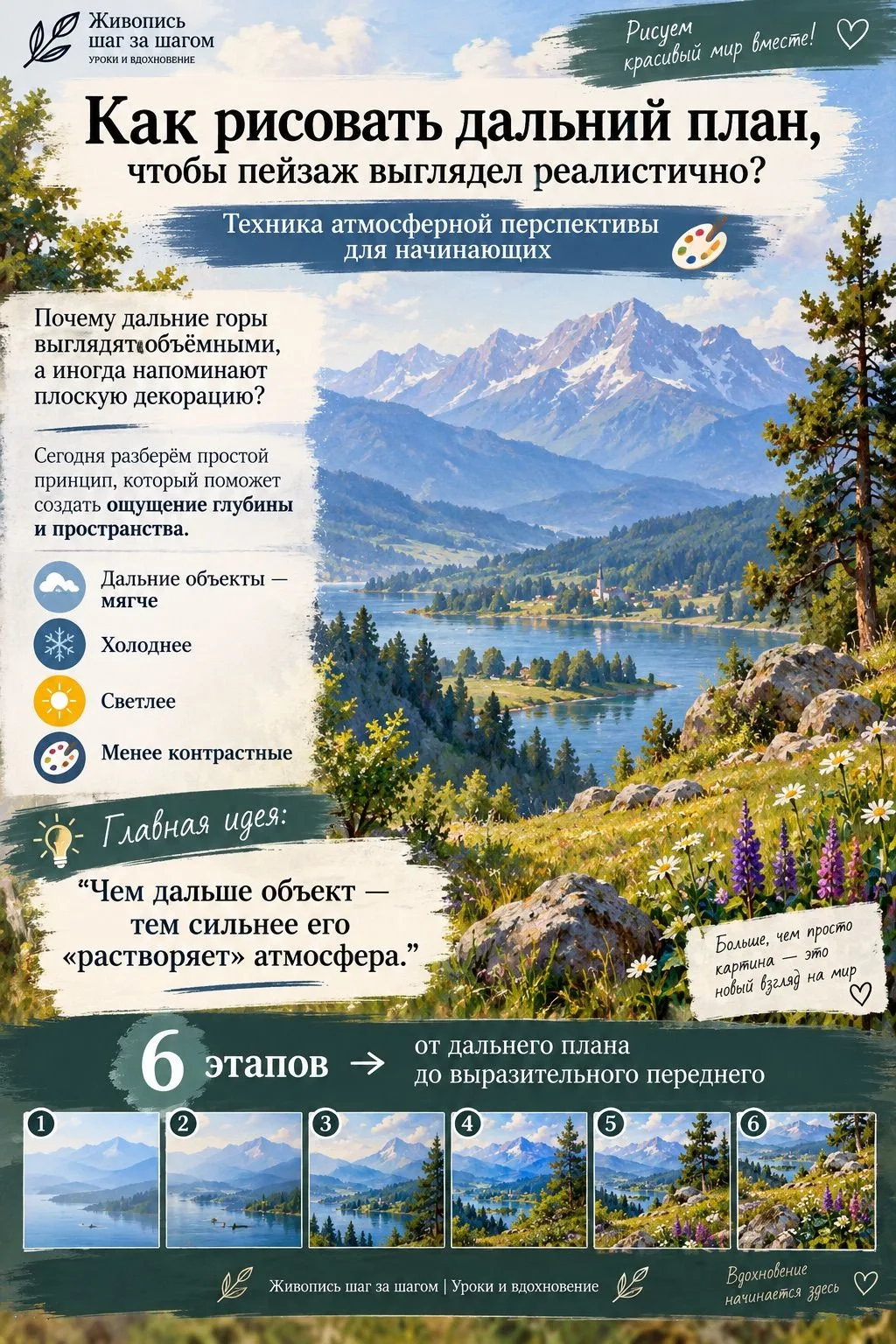 🌄 Как рисовать дальний план, чтобы пейзаж выглядел реалистично?