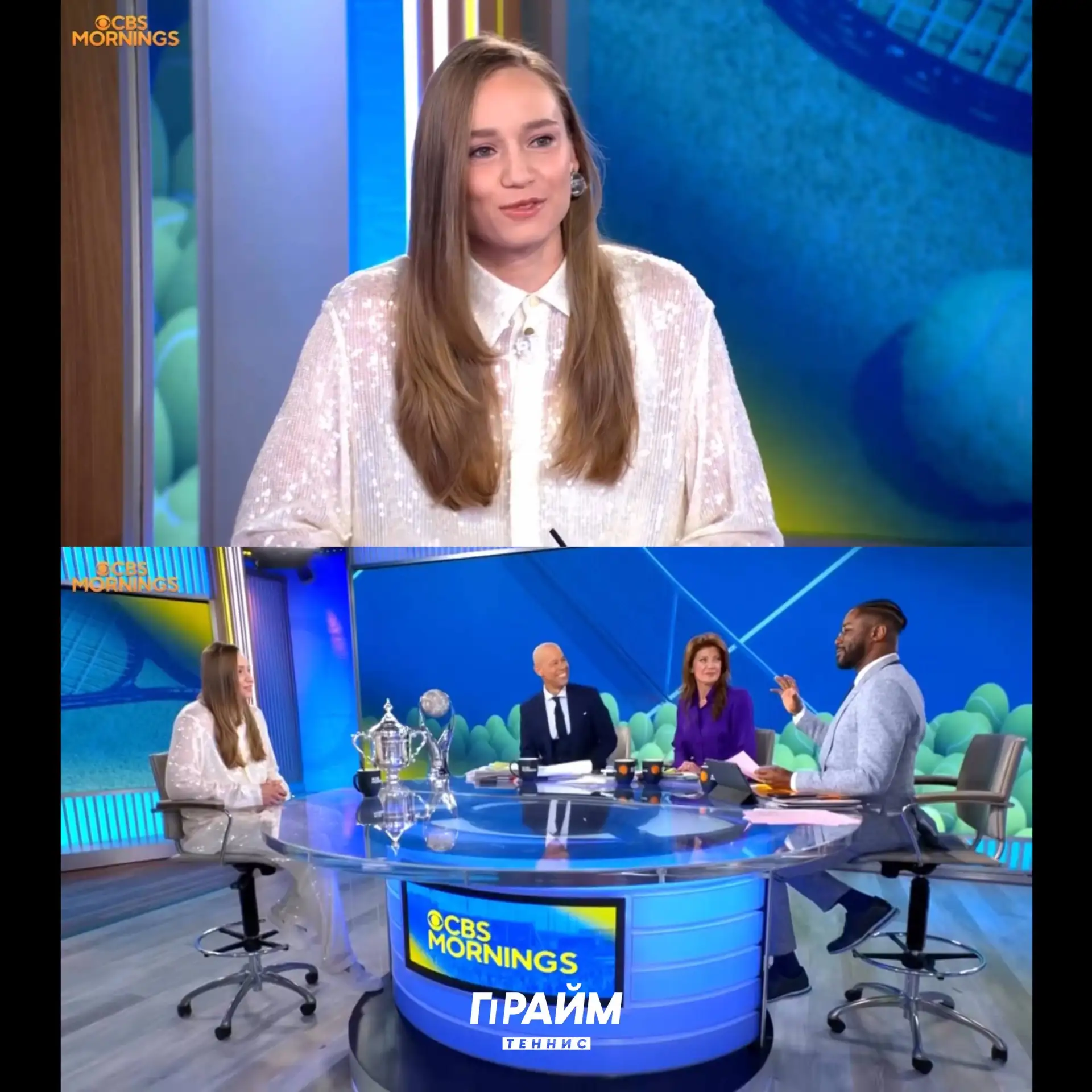 Елена Рыбакина после триумфа на US Open стала гостьей программы CBS Mornings.
