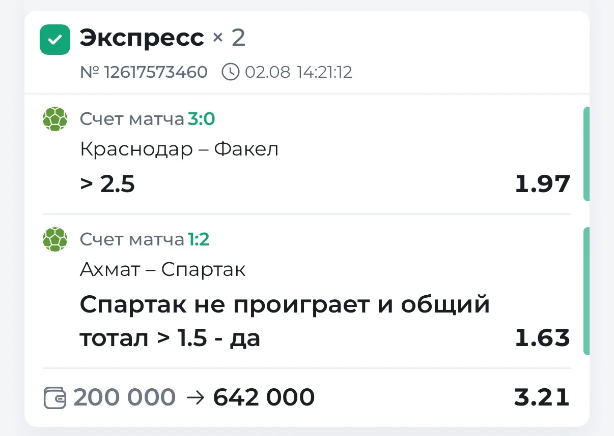 С ОЧЕРЕДНОЙ ПОБЕДОЙ ПО ДВОЙНИКУ🔥🔥🔥🔥🔥

Краснодар с Факелом - ловим шикарный коэффициент на Тотал