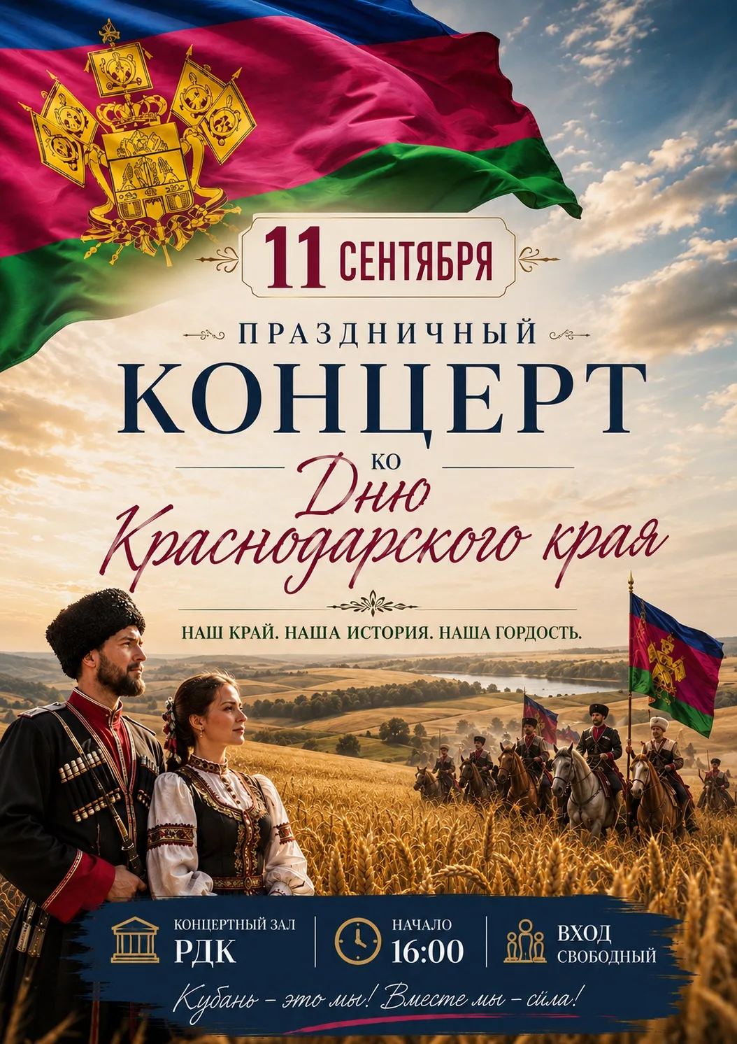 🌾11 сентября встречаемся на концерте ко Дню Краснодарского края!