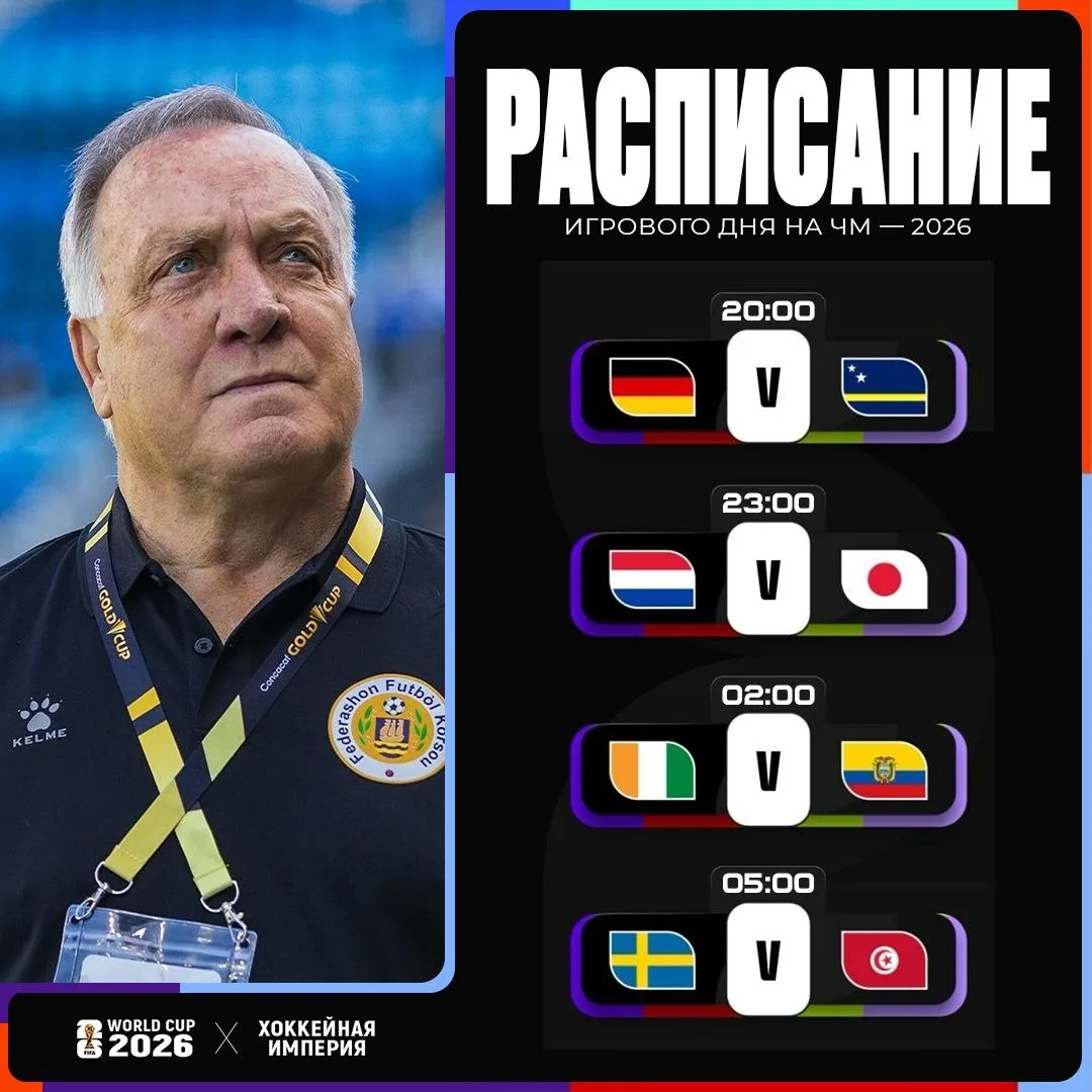 Расписание футбольного
игрового дня ЧМ-2026 ⚽️