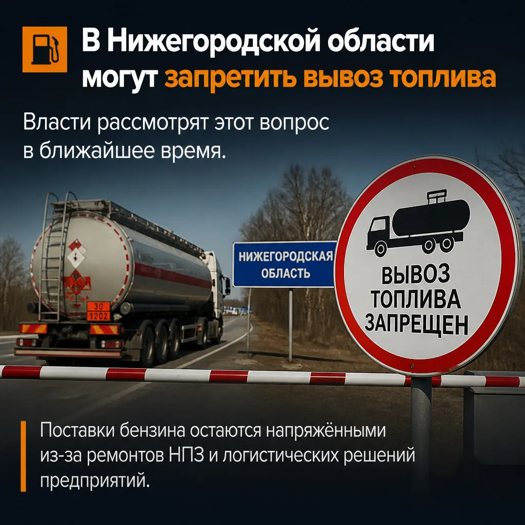 ⛽ В Нижегородской области могут запретить вывоз топлива
