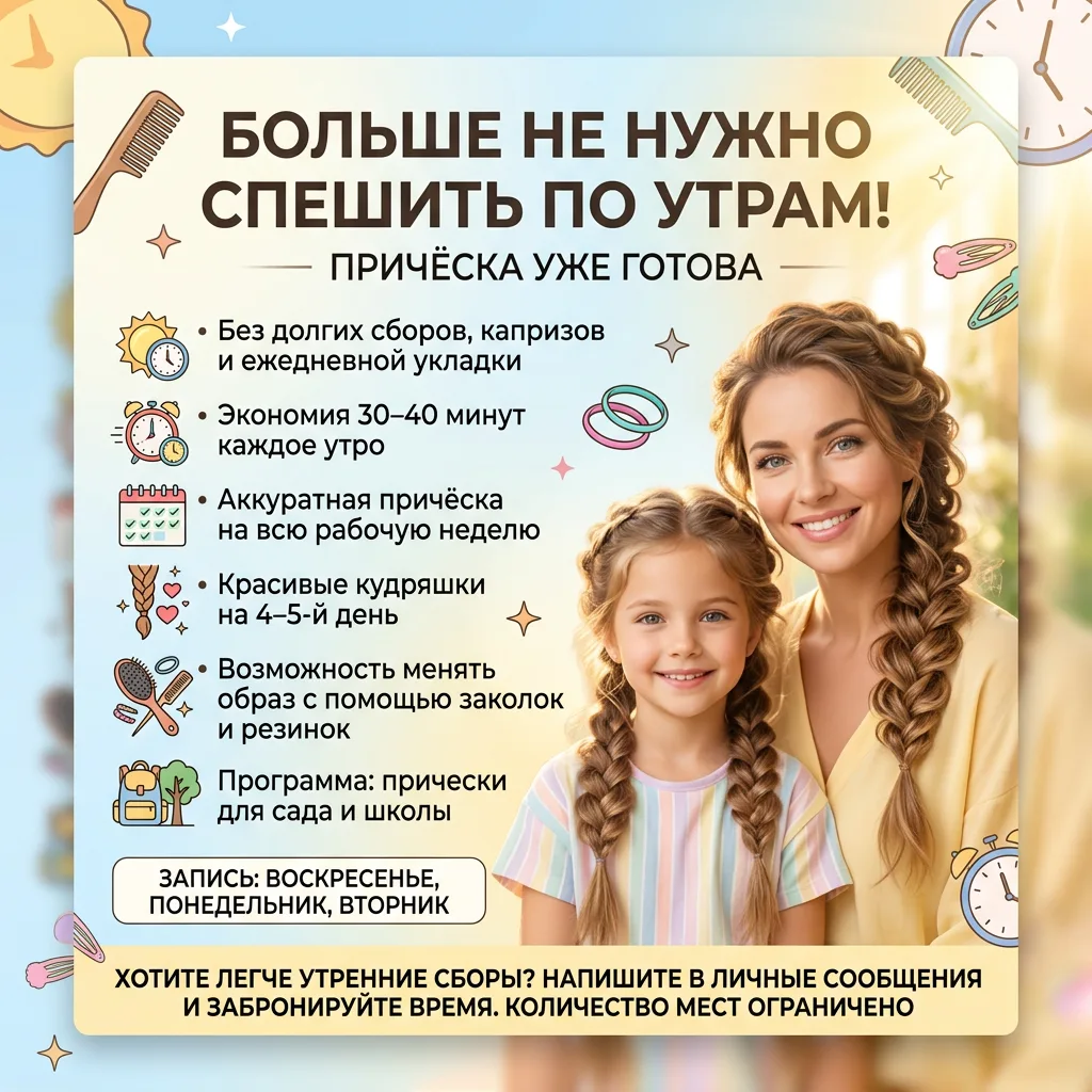✨ Мамы, больше не нужно спешить по утрам и тратить время на причёску!