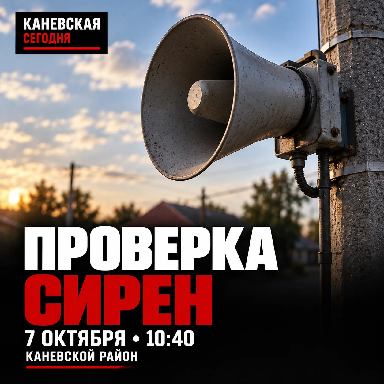 🚨 7 октября в Каневском районе включат сирены