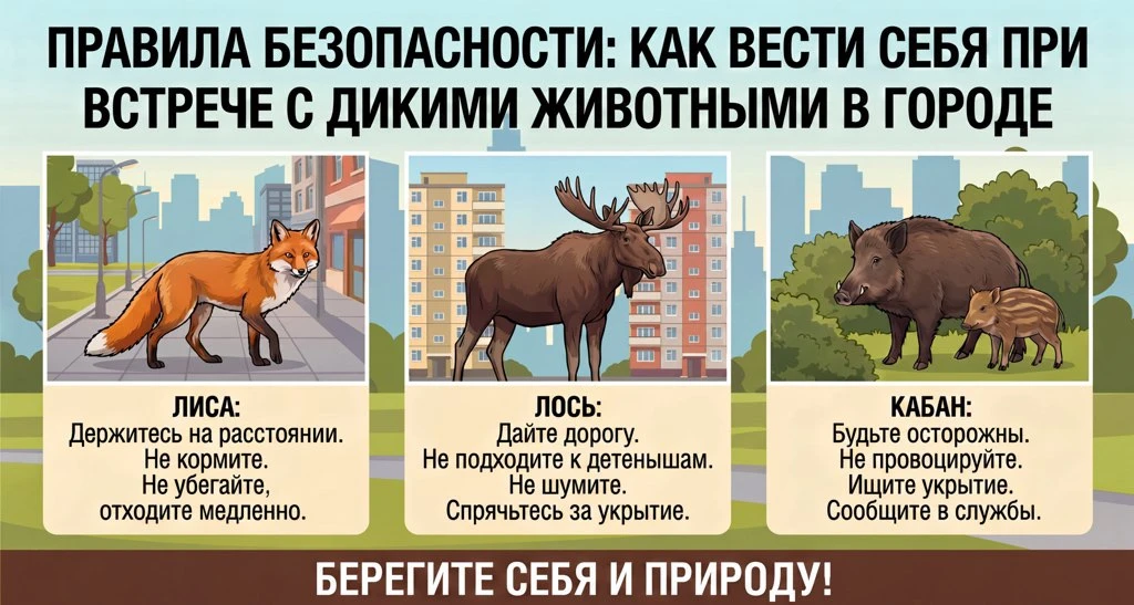 🦊Как вести себя при встрече с дикими животными в городе?
