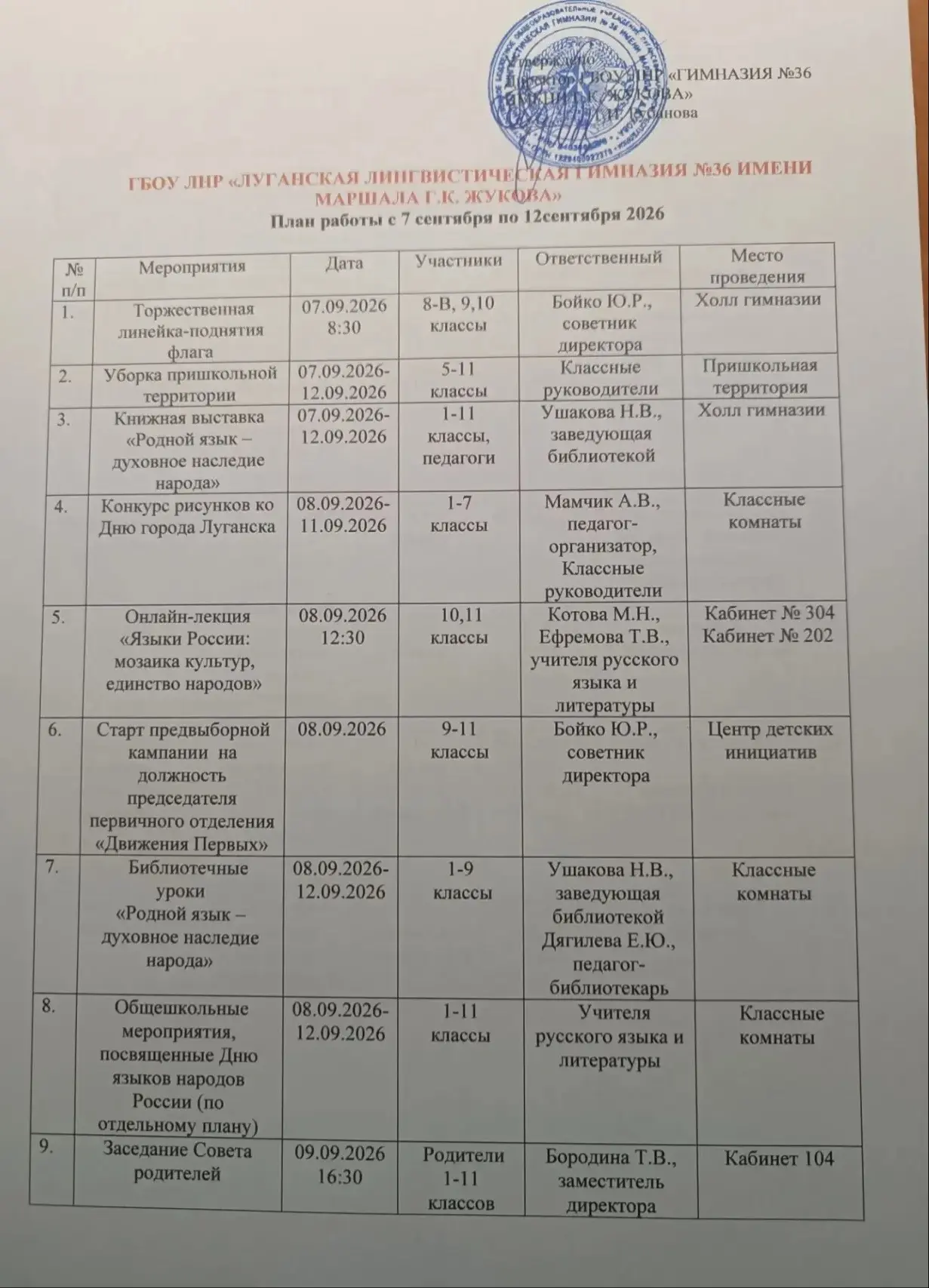 АНОНС НЕДЕЛИ 7 – 12 сентября 2026 года