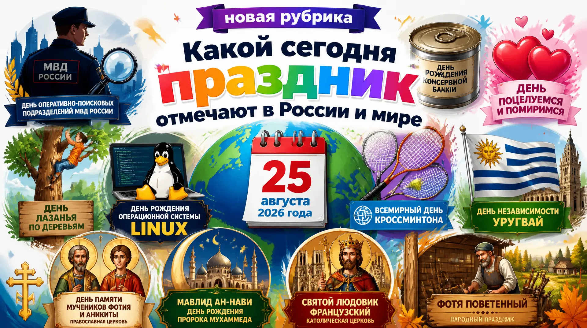 25 августа 2026 года отмечался ряд праздников — профессиональных, международных, религи...