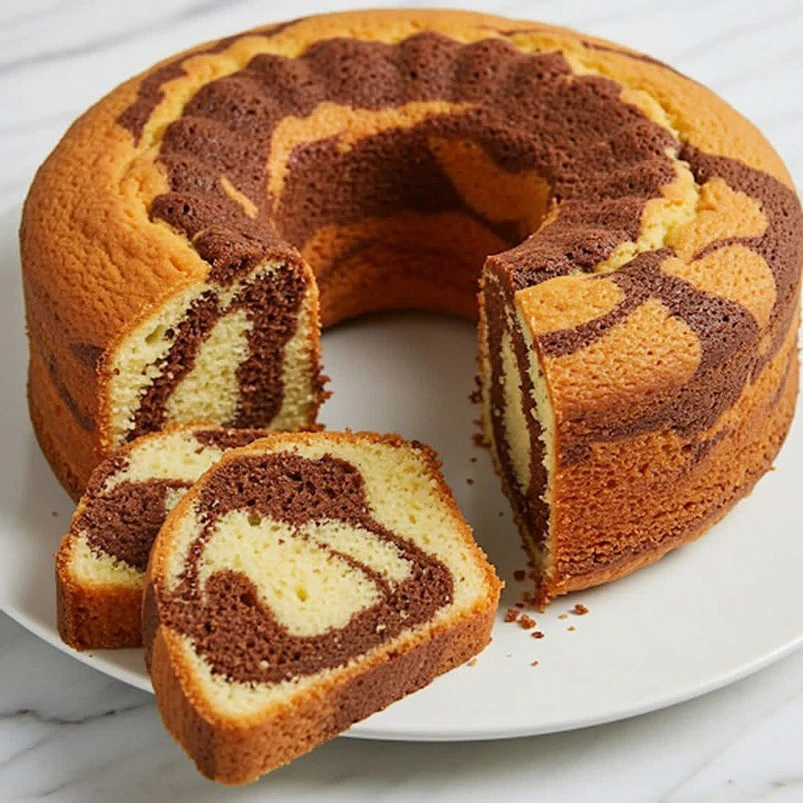 МРАМОРНЫЙ КЕКС🥮

✅Ингредиенты:
Сахар — 200 г
Яйца (большие) — 4 шт. 
Пшеничная мука — 200 г
Масло с
