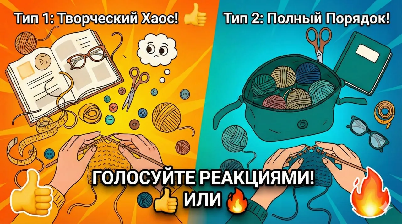 Есть 2️⃣ типа вязальщиц…  👍 Первые садятся с одним клубком и спицами, набирают петли, а потом бегут 