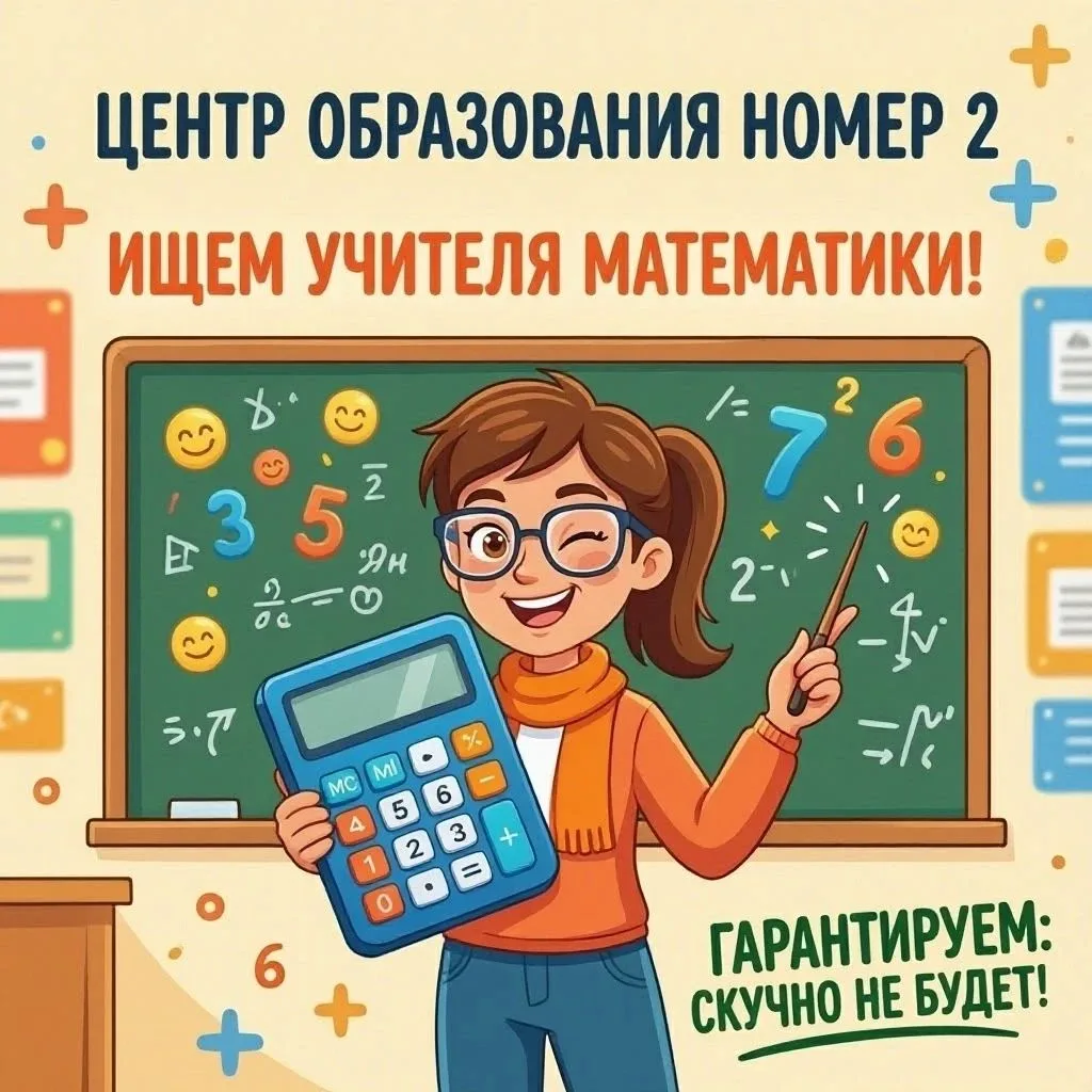 Нужен учитель математики в Центр образования № 2! 📣

Если дроби вас не пугают, а «икс» — загадка, к