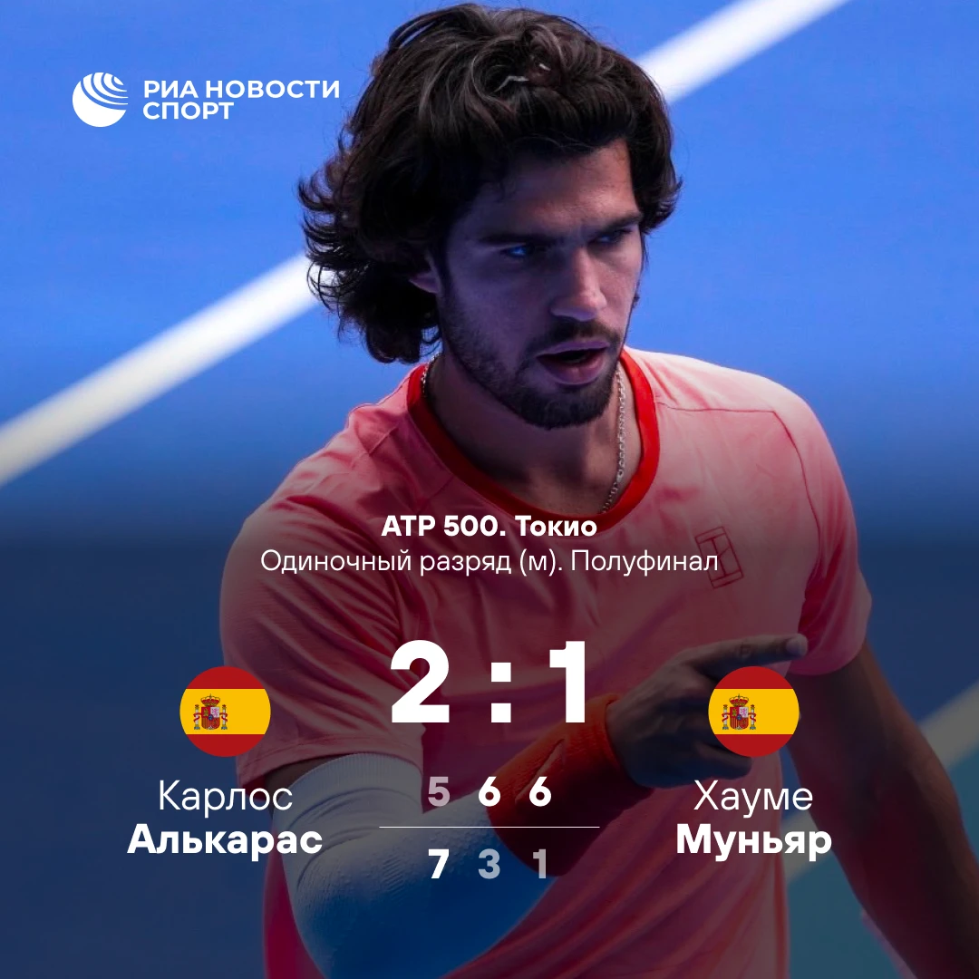 🎾 Карлос Алькарас вышел в финал турнира в Токио