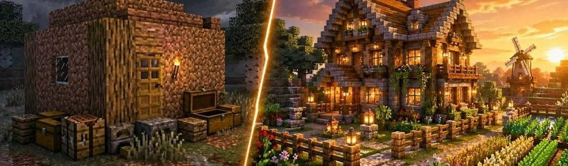 Дом новичка vs дом профи в Minecraft