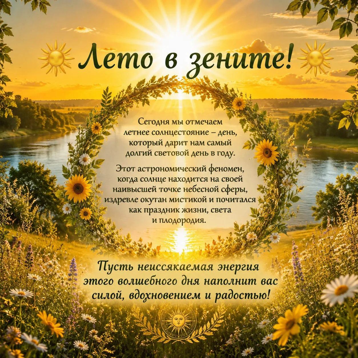 🌞Лето в зените! 🌞

☀️Сегодня мы отмечаем летнее солнцестояние – день, который дарит нам самый долг