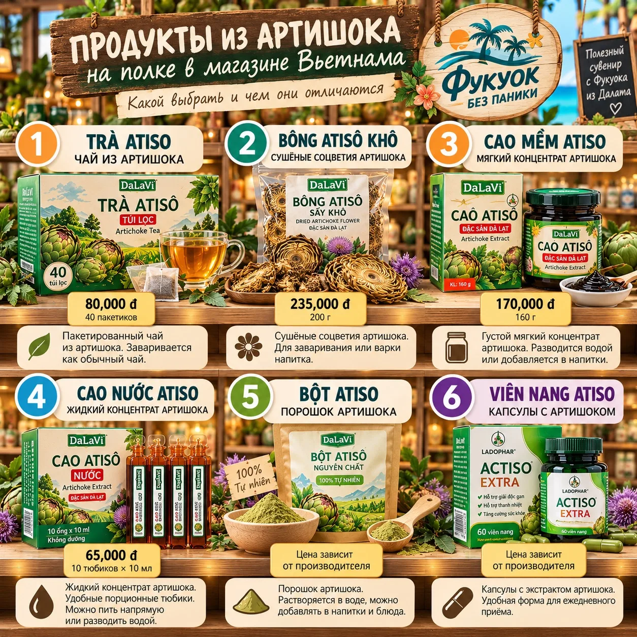 🌿 Cao Atiso, чай, сушёный артишок, жидкий экстракт: что выбрать?