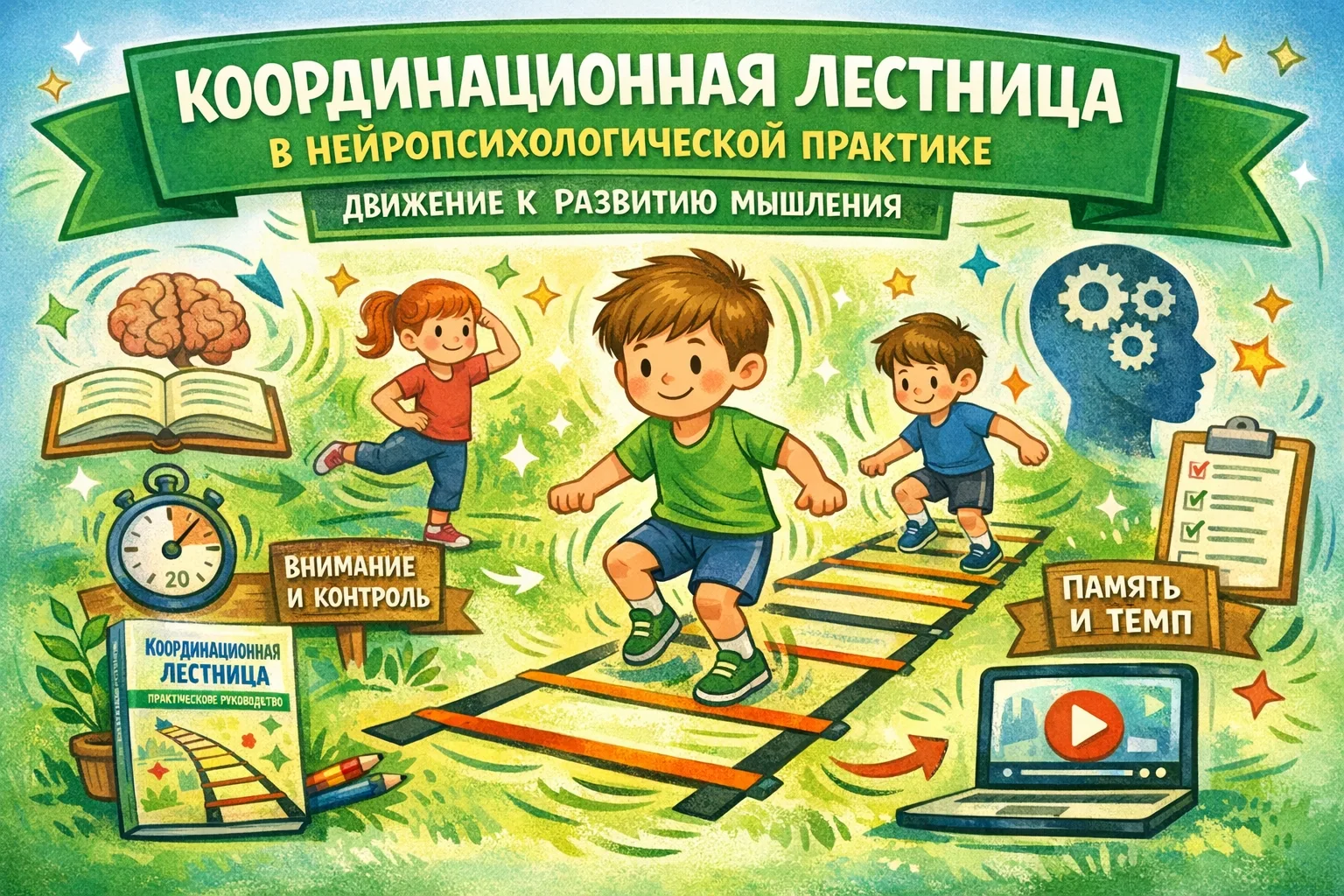 🎯 Координационная лестница в нейропсихологической практике 
почему через движение ребёнок начинает 