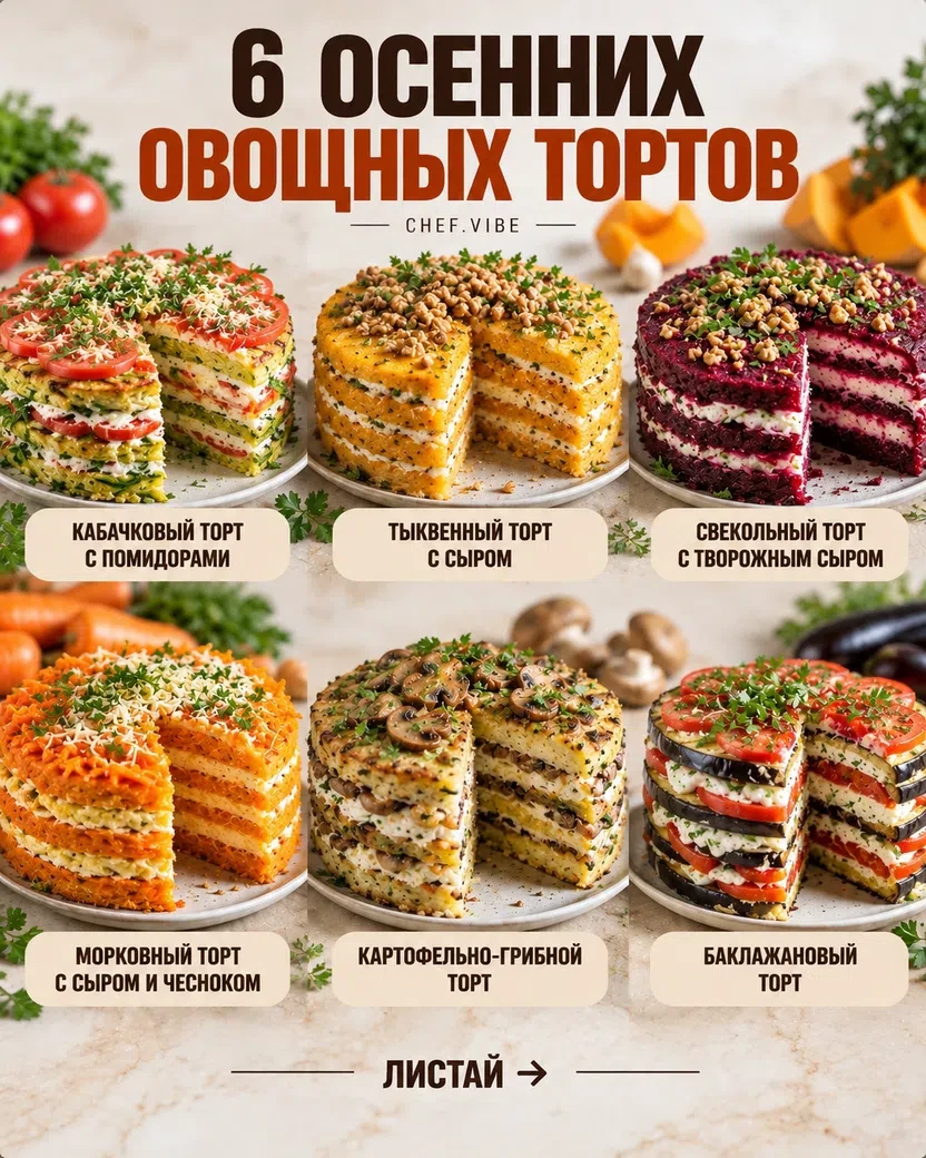 6 ОСЕННИХ ОВОЩНЫХ ТОРТОВ 🍂