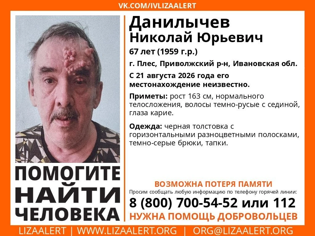 Поисковый отряд ЛизаАлерт просит помощи в поисках пропавшего человека