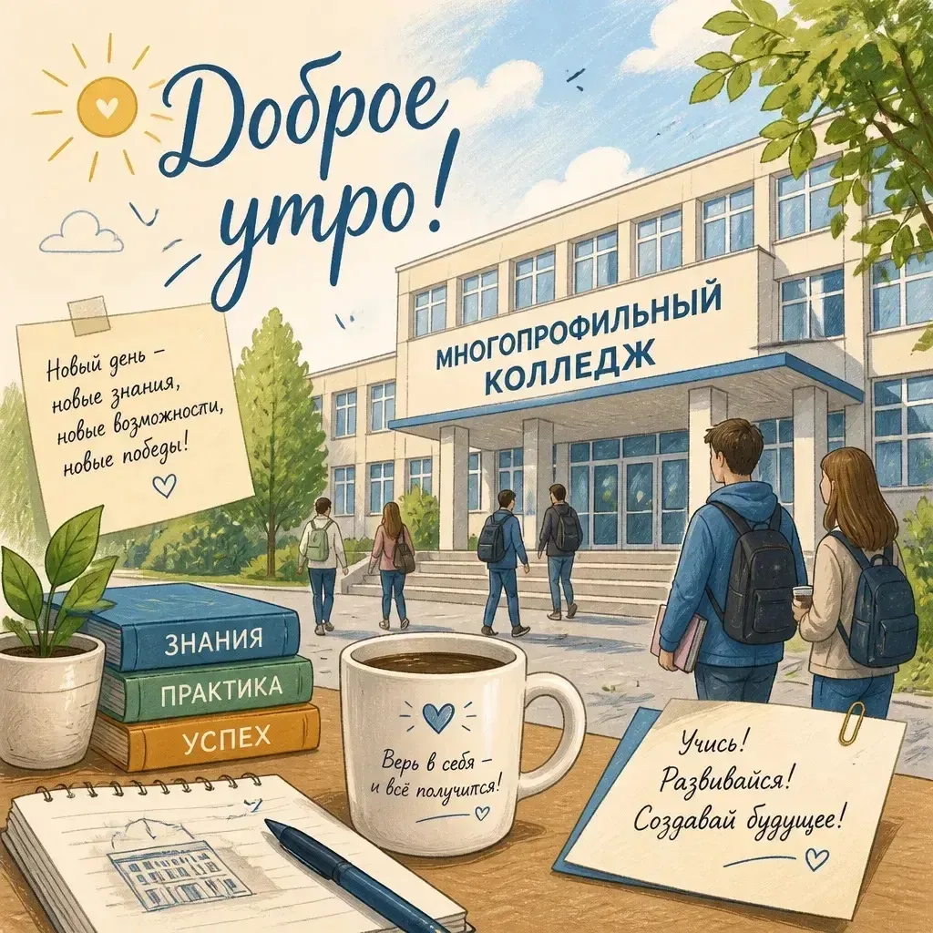 Доброе утро, Многопрофильный колледж! ☀️

Начинаем этот день с бодрым настроем! МК ПГУ желает каждом
