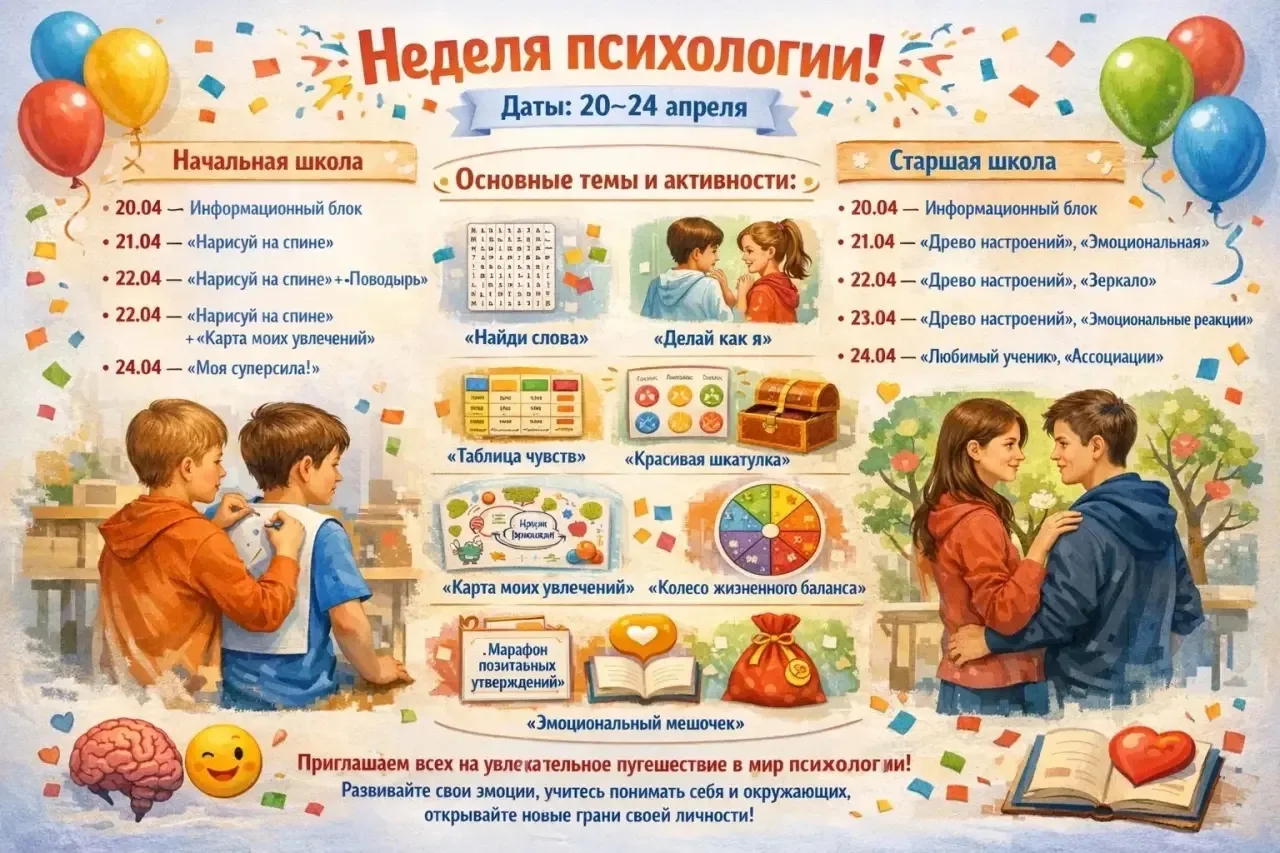 🗣️Неделя психологии в 150 школе!  Школьные психологи вместе с нашим школьным активом придумали много