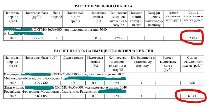 Начали приходить квитки на имущественные налоги.