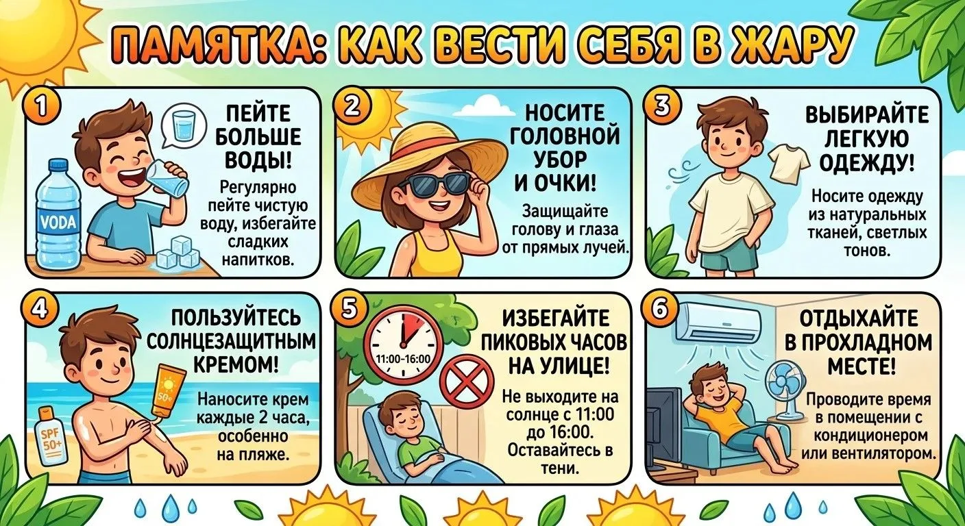 ☀️ Как пережить жару: инструкция по выживанию в знойный день
Солнце в зените, воздух плавится, а асф