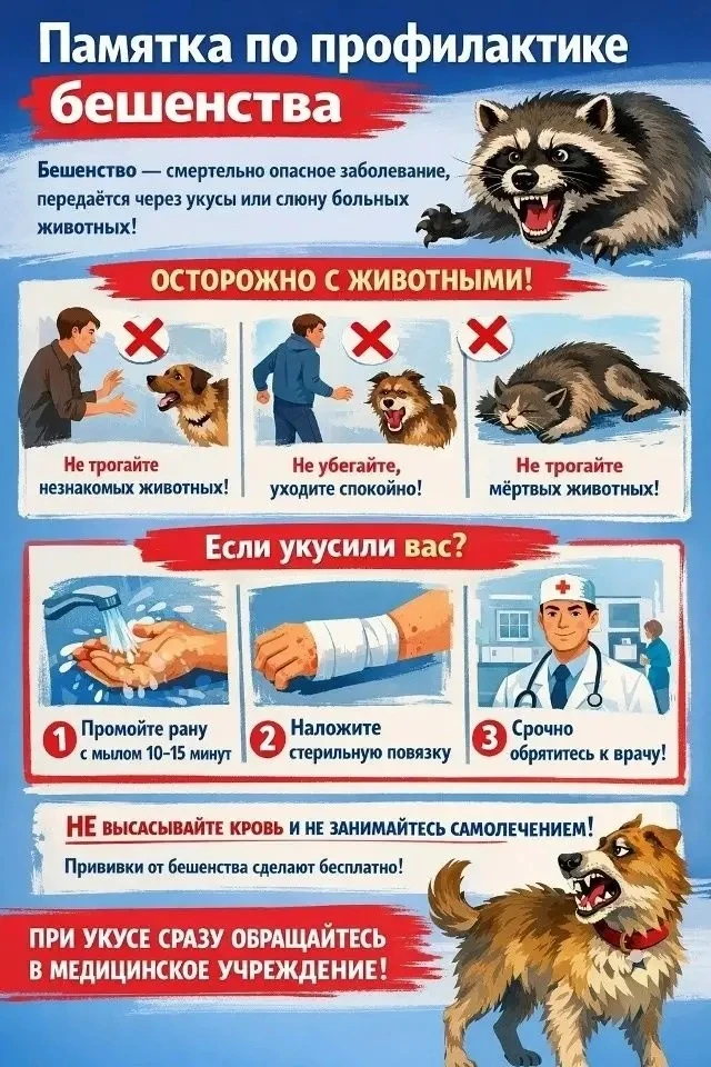 🐕‍🦺 Внимание: бешенство смертельно опасно!