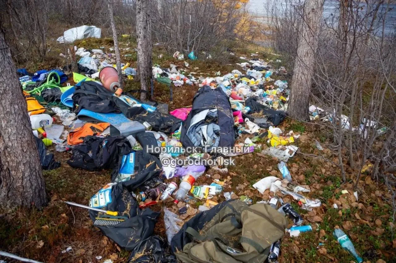 ⚡️ Фотографии мусора у озера Лама, опубликованные в канале Норильск.Главный, заинтересо...