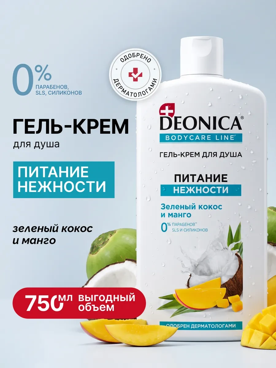 ⚡️ Гель крем для душа женский парфюмированный 750 мл, DEONICA
