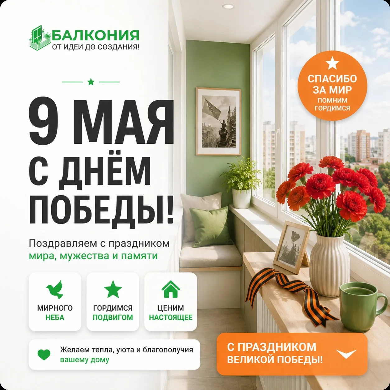 9 Мая — день, в котором особенно много тишины, памяти и благодарности 🕊

Поздравляем вас с Днём Вел