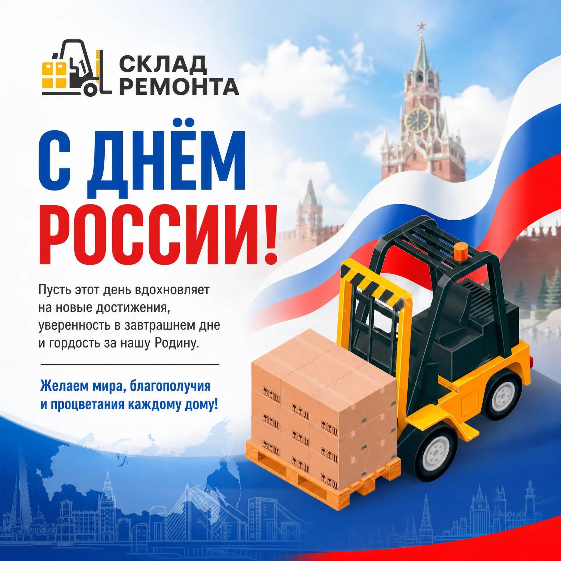 С Днём России! 🇷🇺 
Сегодня мы отмечаем праздник, который объединяет миллионы людей любовью к своей