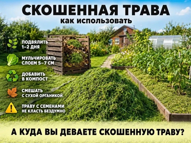 После покоса остаётся целая куча зелёной массы, и отправлять её в отходы — далеко не ед...