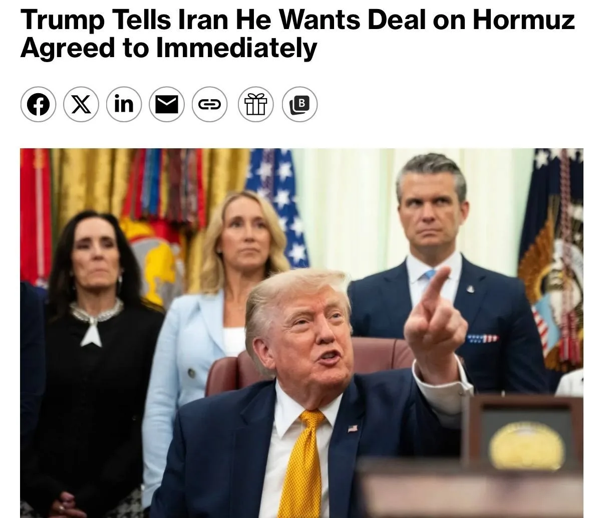 ⚡️Трамп потребовал от Ирана заключить сделку по Ормузскому проливу до конца дня или при...