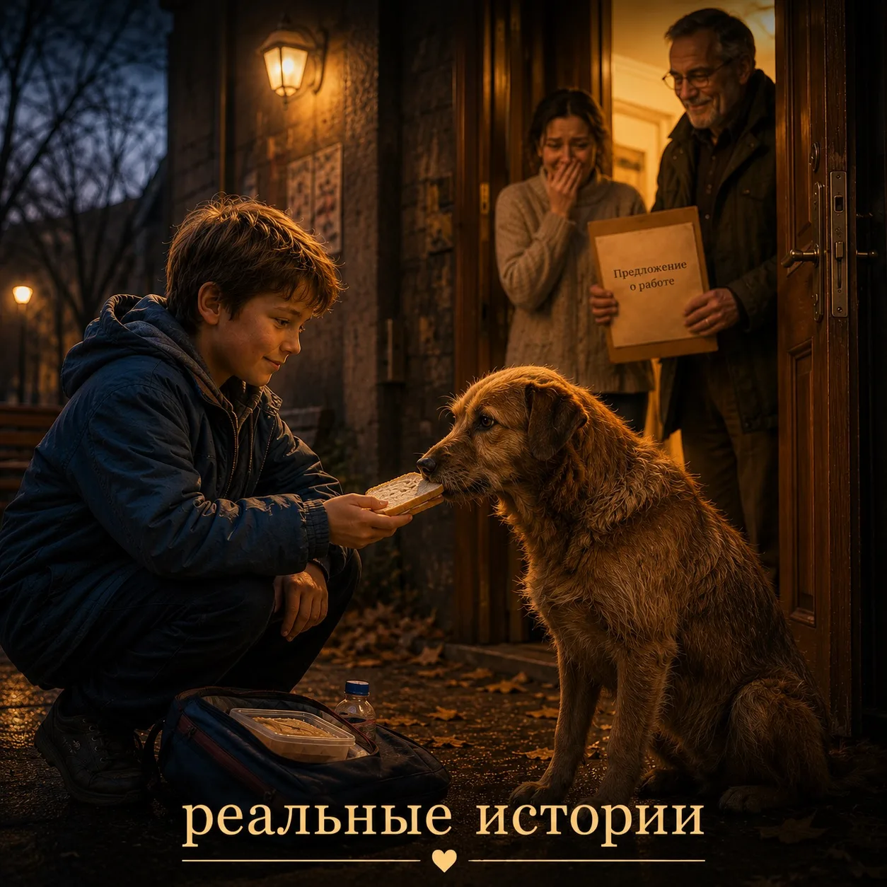 Мальчик поделился своим обедом с голодной собакой… А вечером у его двери произошло чудо, которое нав
