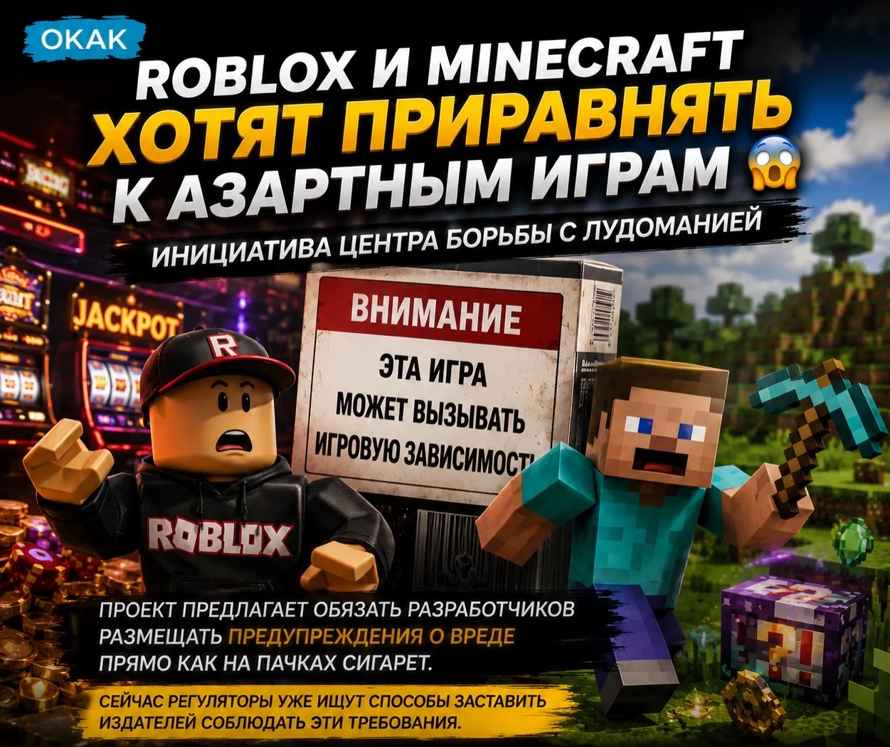 🎰🎮 Roblox и Minecraft хотят приравнять к азартным играм.

В России предлагают обязать разработчико