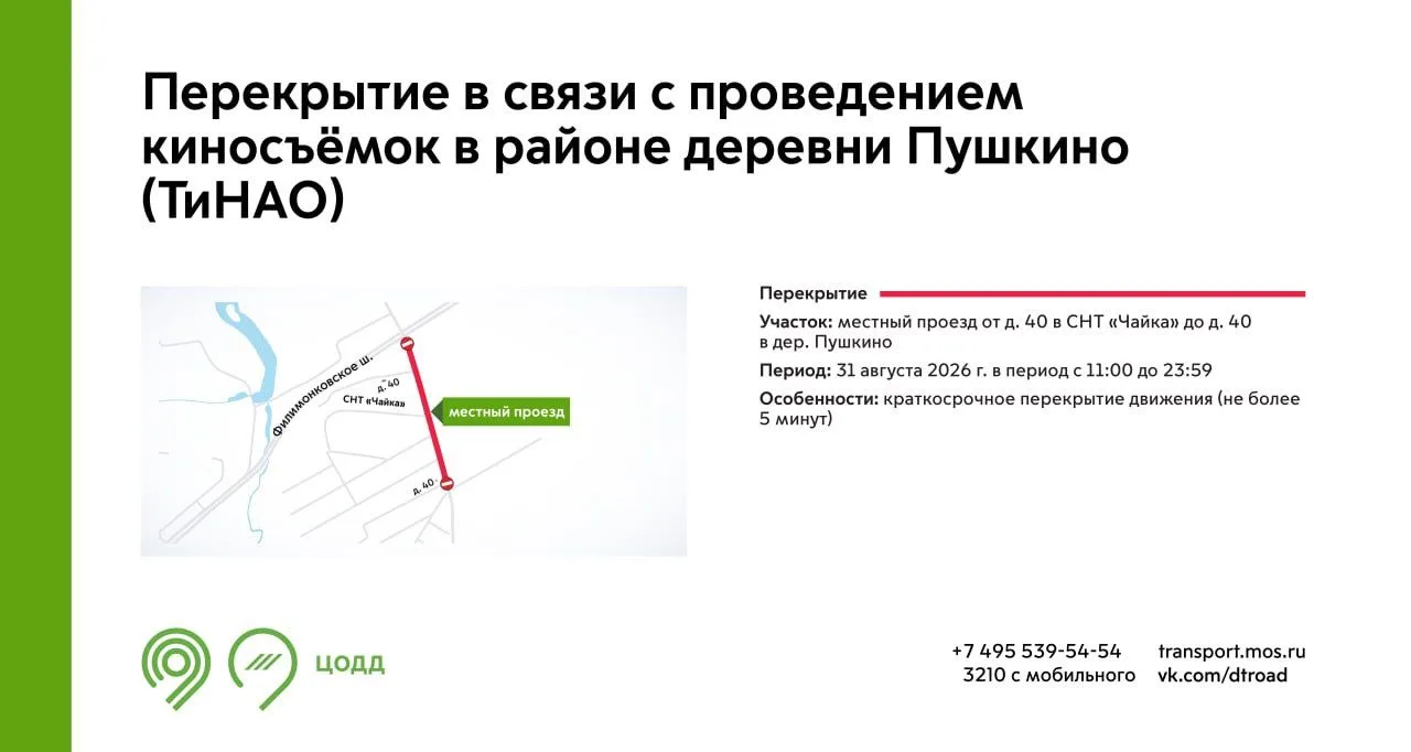 31 августа в период с 11:00 до 23:59 участок местного проезда между домом 40 в СНТ «Чай...