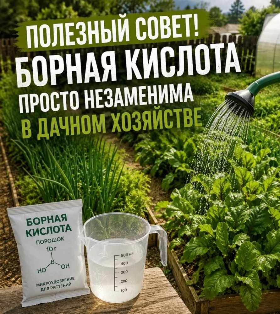 БОРНАЯ КИСЛОТА ПРОСТО НЕЗАМЕНИМА В ДАЧНОМ ХОЗЯЙСТВЕ