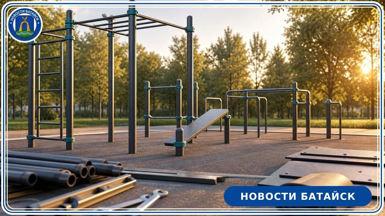 В сквере Авиаторов монтируют площадку для сдачи ГТО