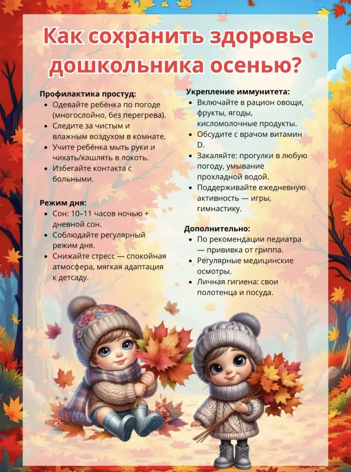 Как сохранить здоровье дошкольника осенью 🍁