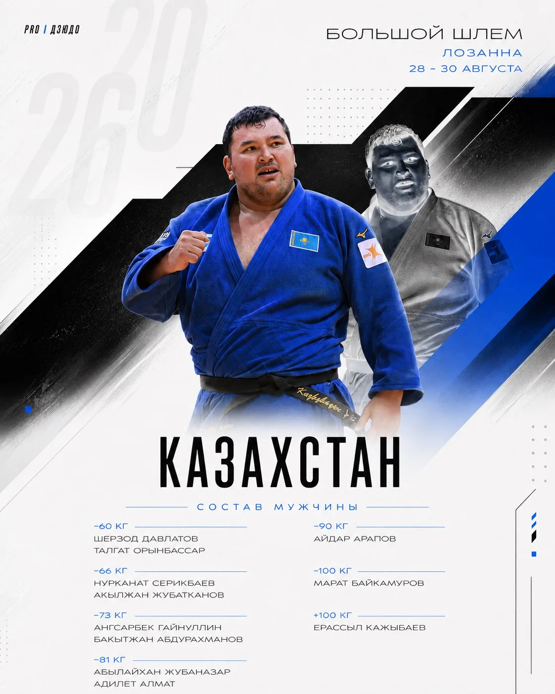 🇰🇿 Состав сборной Казахстана на Большой шлем в Швейцарию.