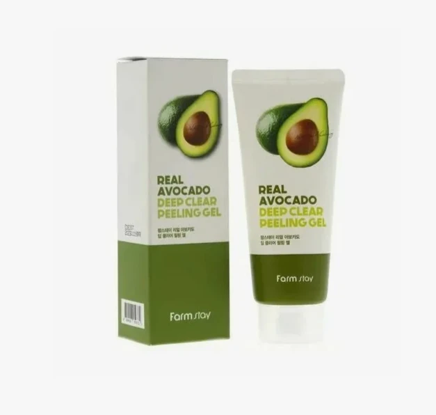 Пилинг гель  с экстрактом авокадо FarmStay REAL AVOCADO DEEP CLEAR PEELING GEL нежно, но тщательно о