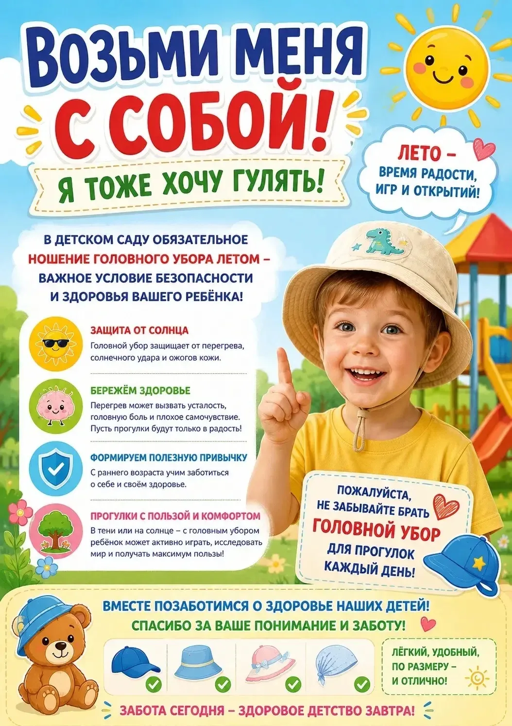 ☀️ Почему на прогулке в детском саду так важен головной убор? 👒🧢

В МБДОУ № 34 «Морячок» г. Порона